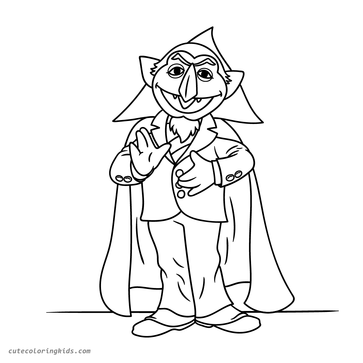 Count von Count from Sesame Street Classic Character Coloring Page for Kids