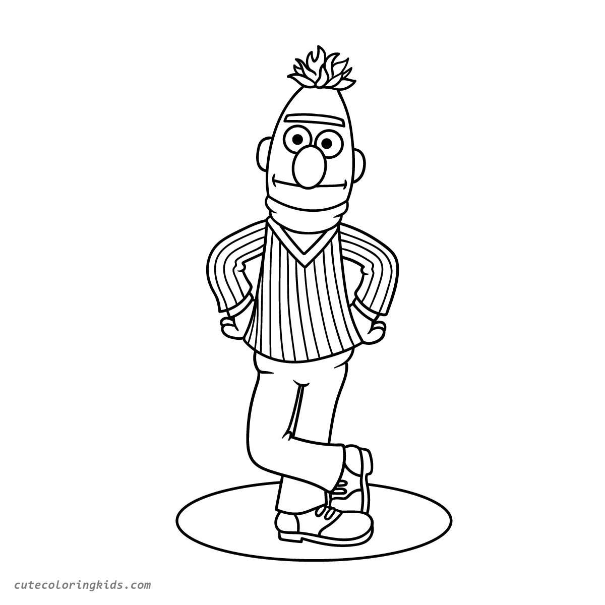 Sesame Street Character Bert Standing with Hands on Hips Ready for Coloring Fun